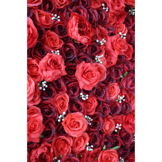 deep red and red roses cloth roll up flower wall fabric hanging curtain plant wall event party wedding backdrop