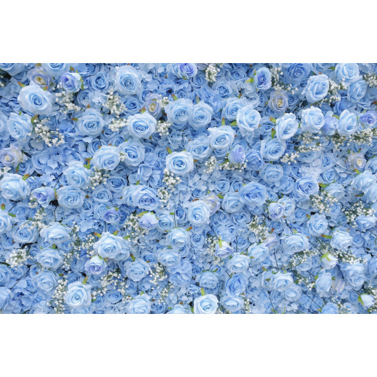 dreamy blue rose cloth roll up flower wall fabric hanging curtain plant wall event party wedding backdrop