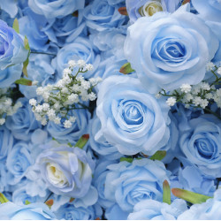 dreamy blue rose cloth roll up flower wall fabric hanging curtain plant wall event party wedding backdrop