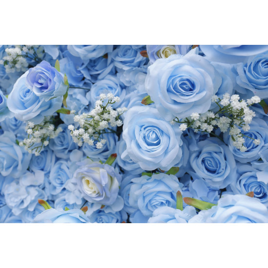 dreamy blue rose cloth roll up flower wall fabric hanging curtain plant wall event party wedding backdrop