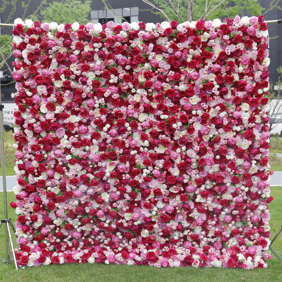 elegant red white pink roses artificial flower fake flower wall background