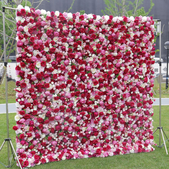 elegant red white pink roses artificial flower fake flower wall background