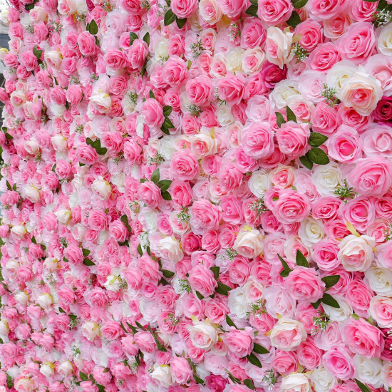 fairy pink white rose roll up cloth flower wall wedding backdrop