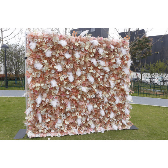 feather flower cloth roll up flower wall fabric hanging curtain plant wall event party wedding backdrop