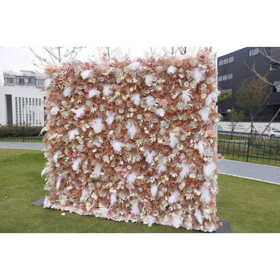 feather flower cloth roll up flower wall fabric hanging curtain plant wall event party wedding backdrop