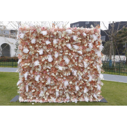 feather flower cloth roll up flower wall fabric hanging curtain plant wall event party wedding backdrop