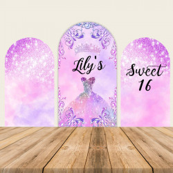 glitter purple sweet 16 party decoration backdrop