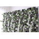 green and purple and white roses and peonies and green leaves cloth roll up flower wall fabric hanging curtain plant wall event party wedding backdrop