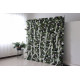 green and purple and white roses and peonies and green leaves cloth roll up flower wall fabric hanging curtain plant wall event party wedding backdrop