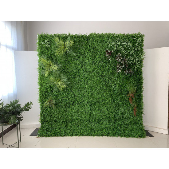 green fuchsias and silk ferns cloth roll up flower wall fabric hanging curtain plant wall event party wedding backdrop