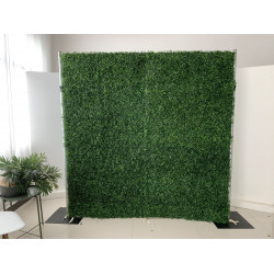 green milano grass cloth roll up flower wall fabric hanging curtain plant wall event party wedding backdrop