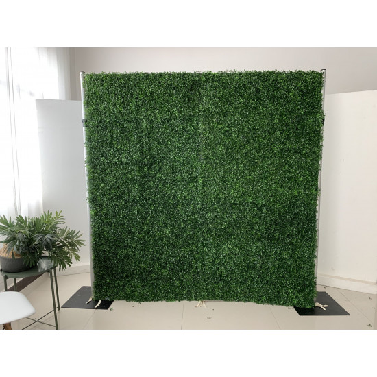 green milano grass cloth roll up flower wall fabric hanging curtain plant wall event party wedding backdrop