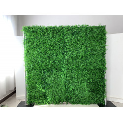 green milano grass cloth roll up flower wall fabric hanging curtain plant wall event party wedding backdrop