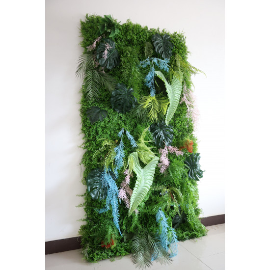 green mixed grass wall cloth roll up flower wall fabric hanging curtain plant wall event party wedding backdrop