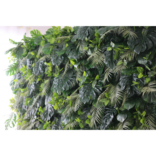 green silk fern and turtle back leaves mixed grass wall cloth roll up flower wall fabric hanging curtain plant wall event party wedding backdrop