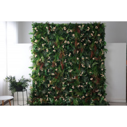 green silk fern mixed flower wall cloth roll up flower wall fabric hanging curtain plant wall event party wedding backdrop