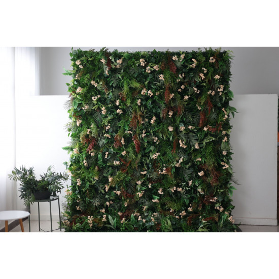 green silk fern mixed flower wall cloth roll up flower wall fabric hanging curtain plant wall event party wedding backdrop