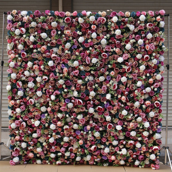 high-density mixed-color artificial rose flower fake flower wall background