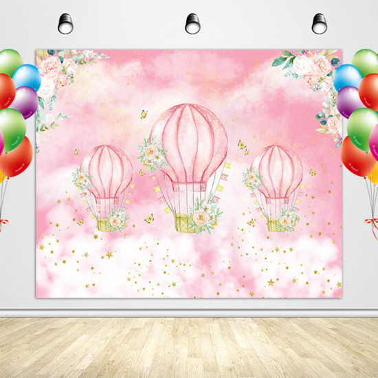 hot air balloon backdrop - kids' birthday backdrop ideas