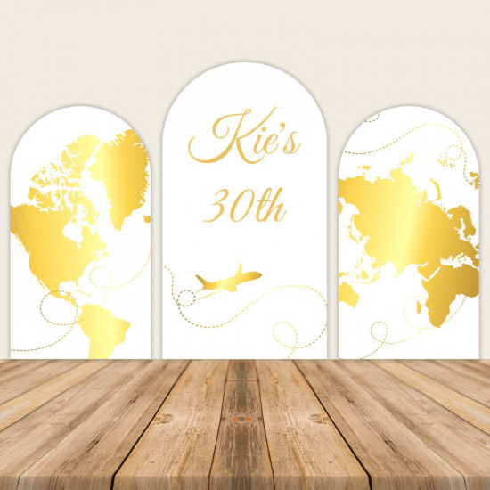 let the adventure begin birthday arched wall cover