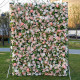 light pink white roses green leaves artificial flower fake flower wall background