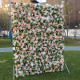 light pink white roses green leaves artificial flower fake flower wall background