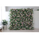 light yellow and pink roses and hydrangeas and green leaves cloth roll up flower wall fabric hanging curtain plant wall event party wedding backdrop