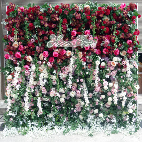 luxury artificial rose flower wall roll up hanging fabric cloth mixed floral wall for wedding home office party bridal shower decor backdrop