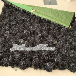 luxury black hydrangea gerbera rose flower wall roll up hanging fabric cloth mixed floral wall for wedding home office party bridal shower decor backdrop
