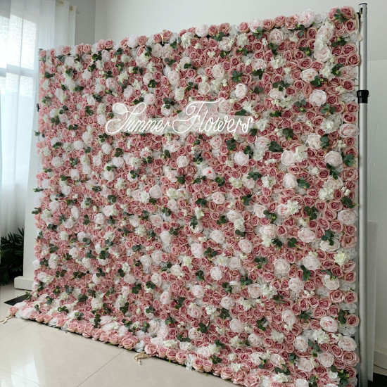 luxury flower wall roll up hanging fabric cloth mixed floral wall for wedding home office party bridal shower decor backdrop