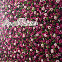 luxury fuchsia champagne rose flower wall roll up hanging fabric cloth mixed floral wall for wedding home office party bridal shower decor backdrop