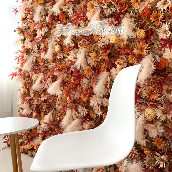 luxury gerbera rose maple reed autumn style 5d cloth flower wall wedding backdrop props fabric floral wall