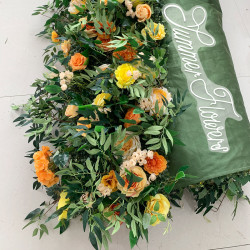 luxury green leaves and roses and land lilies 5d cloth flower wall wedding backdrop props fabric floral wall