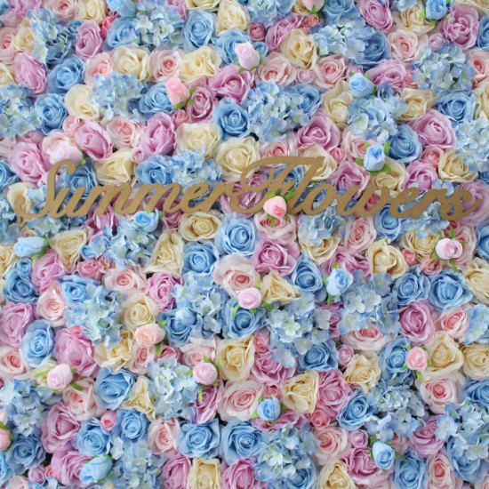 luxury light blue and pink roses flower wall roll up hanging fabric cloth mixed floral wall for wedding home office party bridal shower decor backdrop