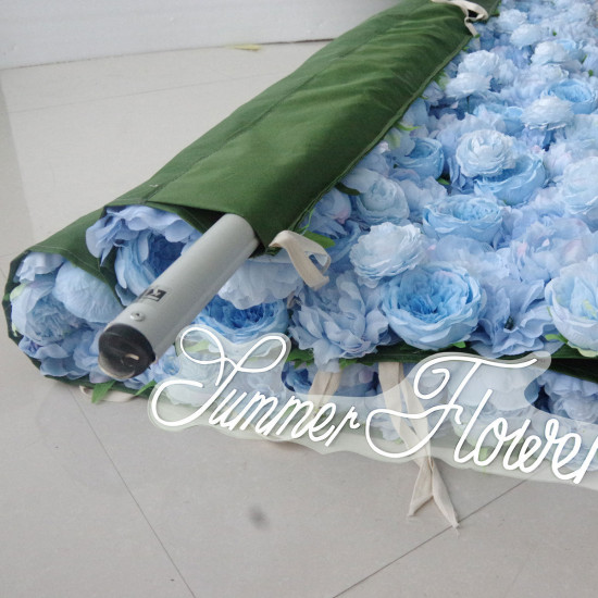 luxury light blue roses 5d cloth flower wall wedding backdrop props fabric floral wall