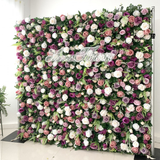 luxury multi color artificial rose flower wall roll up hanging fabric cloth mixed floral wall for wedding home office party bridal shower decor backdrop