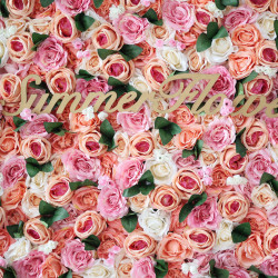 luxury pink white light orange roses flower wall roll up hanging fabric cloth mixed floral wall for wedding home office party bridal shower decor backdrop