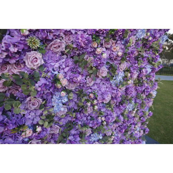 luxury light purple roses purple hydrangea 5d cloth flower wall backdrop