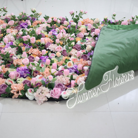 luxury purple hydrangea and pink roses 5d cloth flower wall wedding backdrop props fabric floral wall