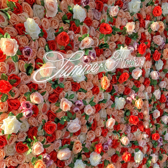 luxury red white champagne roses flower wall roll up hanging fabric cloth mixed floral wall for wedding home office party bridal shower decor backdrop