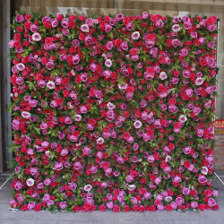 luxury roll up purple red roses fabric artificial flower wall green plants wall party wedding backdrop deco floral arrangement photo props