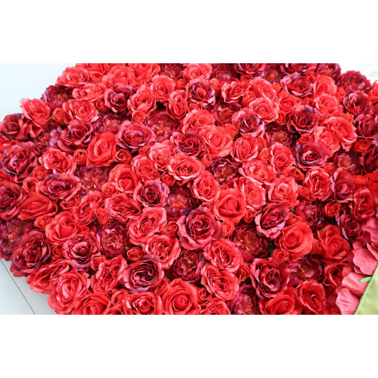 luxury rose cloth flower wall fabric rollin up reed pampas grass curtain floral wall wedding backdrop party event props