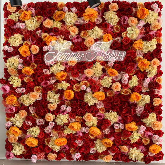 luxury rose red champagne 5d cloth flower wall wedding backdrop props fabric floral wall