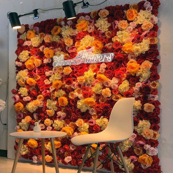 luxury rose red champagne 5d cloth flower wall wedding backdrop props fabric floral wall