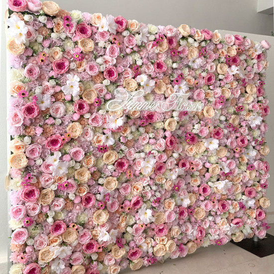 luxury roses and land lilies and chrysanthemums 5d cloth flower wall wedding backdrop props fabric floral wall