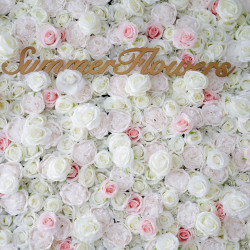 luxury white roses light pink roses 5d cloth flower wall wedding backdrop props fabric floral wall