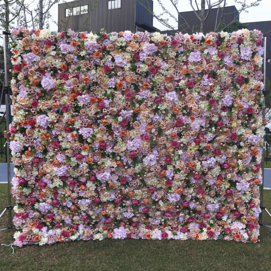 mixed artificial flowers arrangement roll up cloth floral wall wedding backdrop decor plant wall