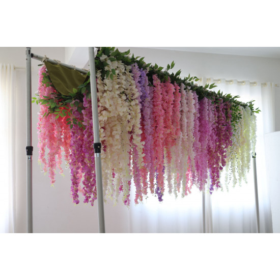 mixed-color orchids cloth roll up flower wall fabric hanging curtain plant wall event party wedding backdrop