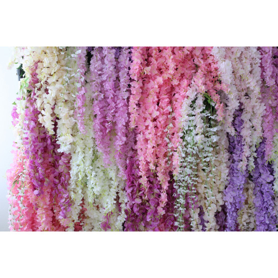 mixed-color orchids cloth roll up flower wall fabric hanging curtain plant wall event party wedding backdrop