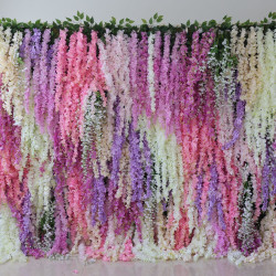 mixed-color orchids cloth roll up flower wall fabric hanging curtain plant wall event party wedding backdrop